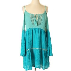 ALTAR'D STATE Cold Shoulder Color Block Boho Dress